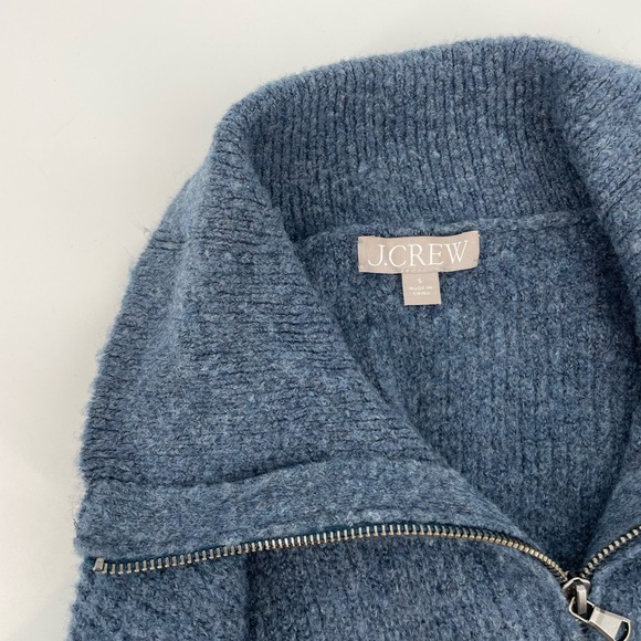 J. Crew Wool Blend Ribbed Quarter Zip Sweater in Misty Blue Size S - Picture 5 of 6